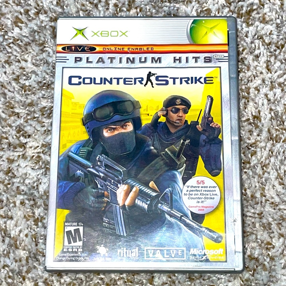 VINTAGE XBOX COUNTER STRIKE Platinum Hits Video Game With Case & Manual Book